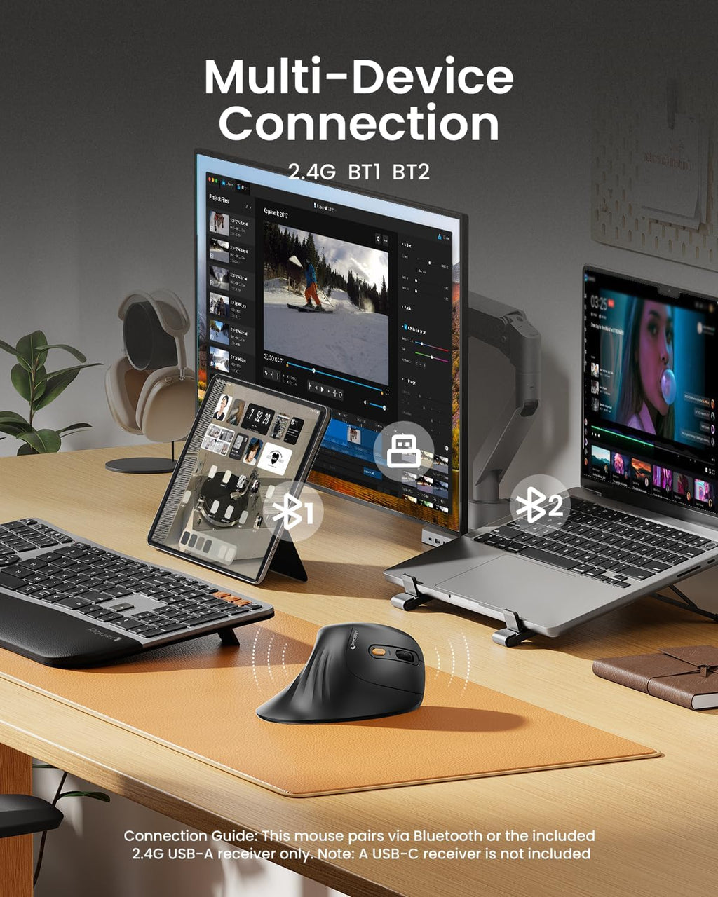 EM11 Ergonomic Vertical Wireless Mouse